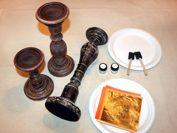 Components for Creating Gold Leaf Candlestick