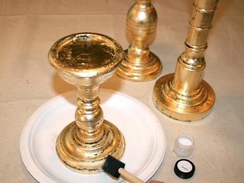 How to Make Gold-Leafed Holiday Candlesticks