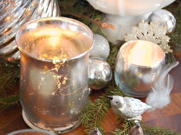 Holiday Mantel With Votives 