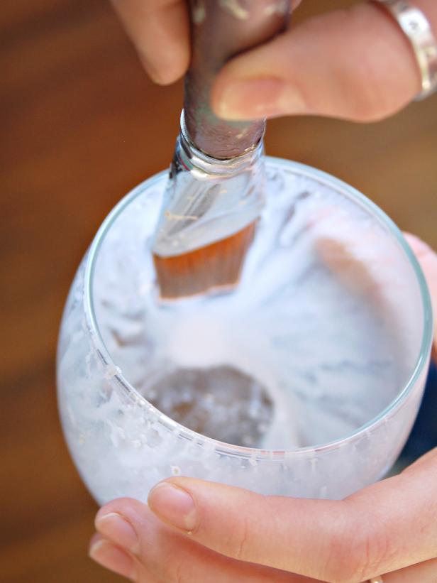 Glue is Applied to Mercury Glass Votive With Brush