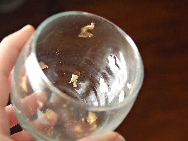 Apply Gold Leaf Specks to Inside of Glass Candle Holder