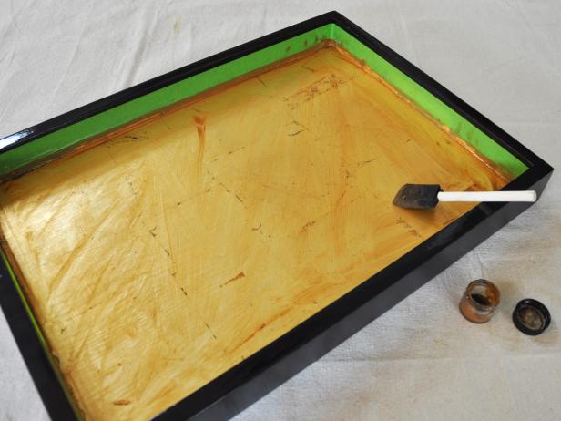 DIY Gold Leaf Serving Tray With Foam Brush