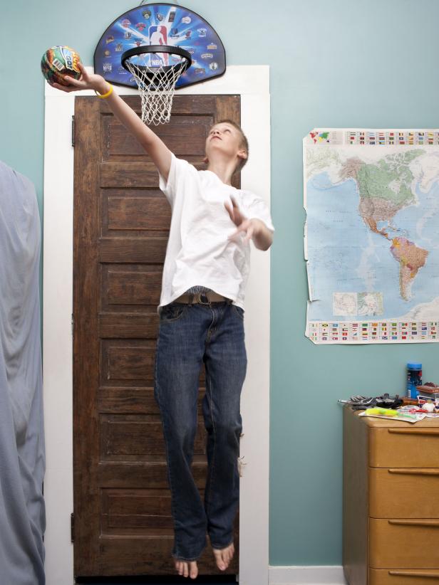 A Basketball Hoop in a Tween Boy's Bedroom