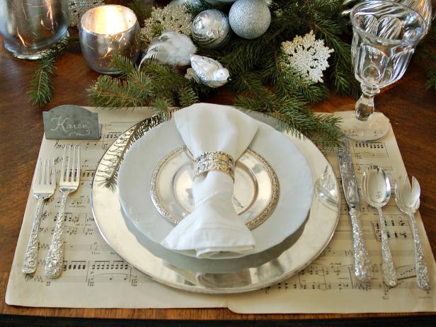 White and Silver Table Setting