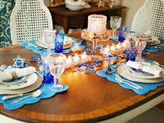 Blue Hanukkah Table Decor