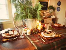 Wool Blanket Table Runner In Rustic Christmas Dining Room