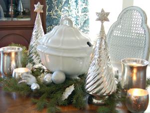 White and Silver Holiday Centerpiece