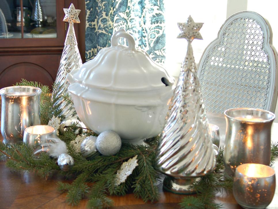 Classic Silver And White Christmas Table Decor Hgtv