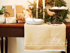 Holiday Table With Burlap Runner