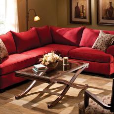 A Large Red Sectional Brings the Flair