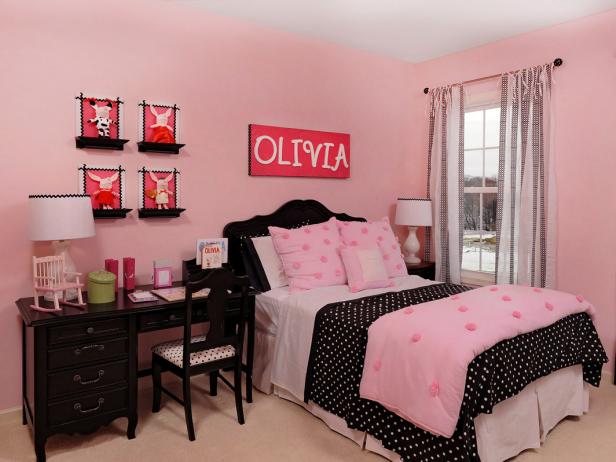 Pink and Black Girls' Bedroom | HGTV Victoria Secret Bedroom Ideas