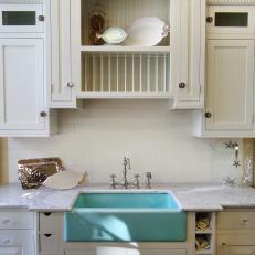 White Cottage Kitchen with Farm Sink 