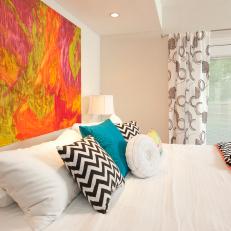 White Master Bedroom With Colorful Accessories