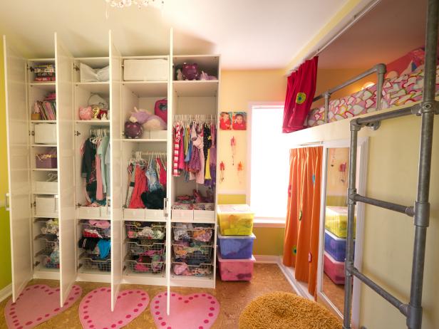Shared Kids Room With Floor-to-Ceiling Storage | HGTV