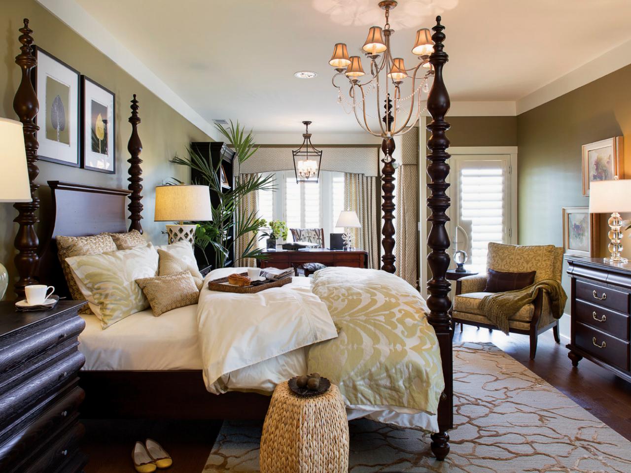 Green Master  Bedroom  With Traditional  Four Poster Bed HGTV