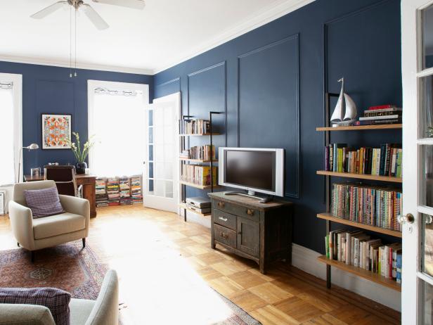 Blue Living Room With White Ceiling Hgtv