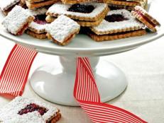 Square colorful Linzer cookies