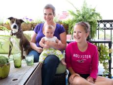 Family With Dog on Outdoor Patio 