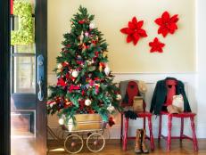 Traditional Entryway Decorated for the Holidays 
