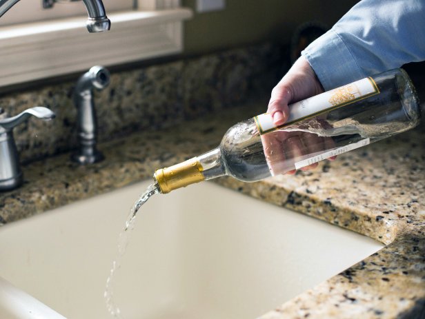 Wine Bottle Washed in Kitchen Sink