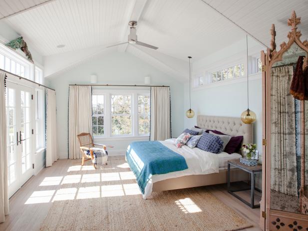 White Bedroom with Pitched Ceiling