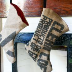 Repurposed Coffee Sack Stocking 
