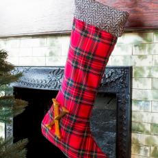 3-D Brass Letter and Plaid Stocking 