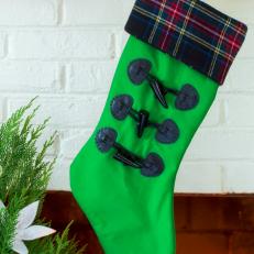 Green Stocking With Leather Toggles 