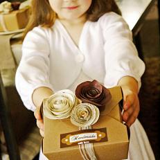 Girl With Handmade Christmas Party Favor Box