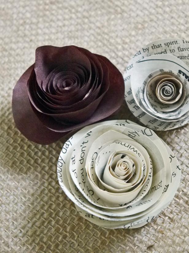 Three paper roses