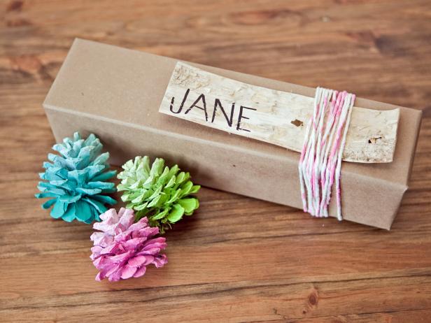 Gift and Painted Pinecones 