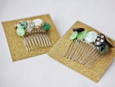 Glitzy vintage buttons are the perfect material to make one-of-a-kind hair accessories for all the ladies at your holiday party.