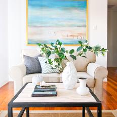 Coastal Living Room With Beach Painting