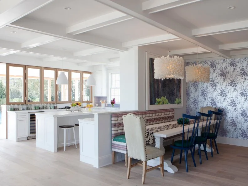 Eclectic Dining Room and Open White Kitchen Dining Room With Contemporary Kitchen