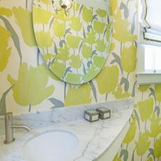 Small Bathroom With Bold Floral Wallpaper