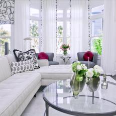 All-White Living Room With Black Accents 