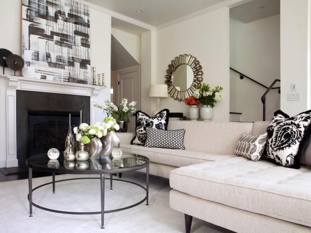 Sophisticated Black and White Living Room | HGTV