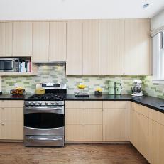 Kitchen With Green Tile Backsplash 