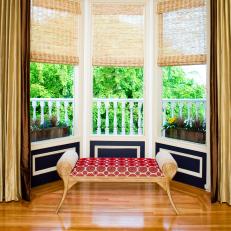 Bay Window Sitting Area With Painted Wainscoting