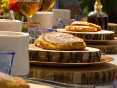 Pancakes on Wood Serving Dish