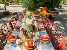 Outdoor Fall Table Setting with a Mix of Modern and Rustic Details