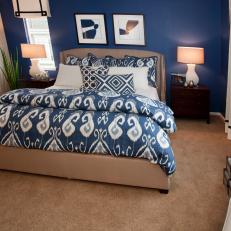Contemporary Blue Bedroom With Sleigh Bed