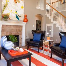 Eclectic Orange Living Room 