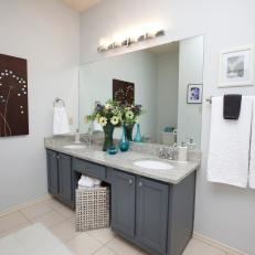 Bathroom With Gray Double Vanity