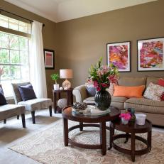 Nesting Coffee Tables in Transitional Living Room