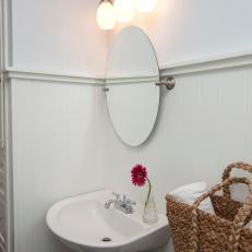 White Cottage Bathroom With Wainscoting 