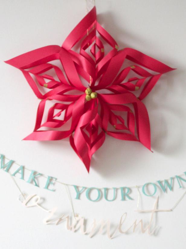 Homemade Paper Snowflake Hanging in Home