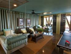 Teal Game Room With Hanging Beds
