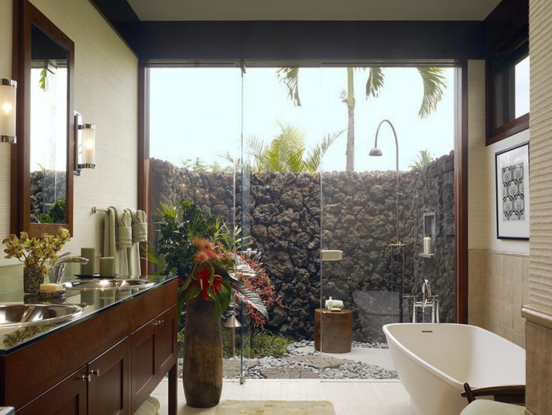 Contemporary Bathroom with Outdoor Shower