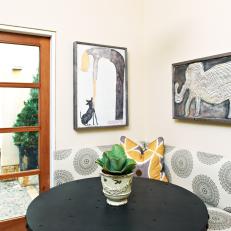Eclectic Breakfast Nook with Upholstered Banquette